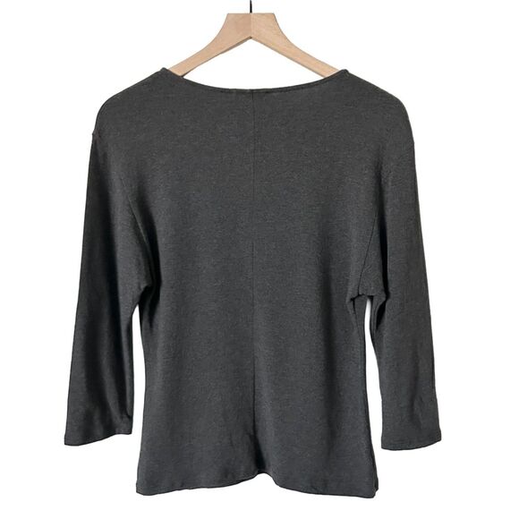 Max Mara 3/4 Sleeve Wool Angora Blend T-Shirt in Charcoal Gray Size XL - Picture 2 of 4